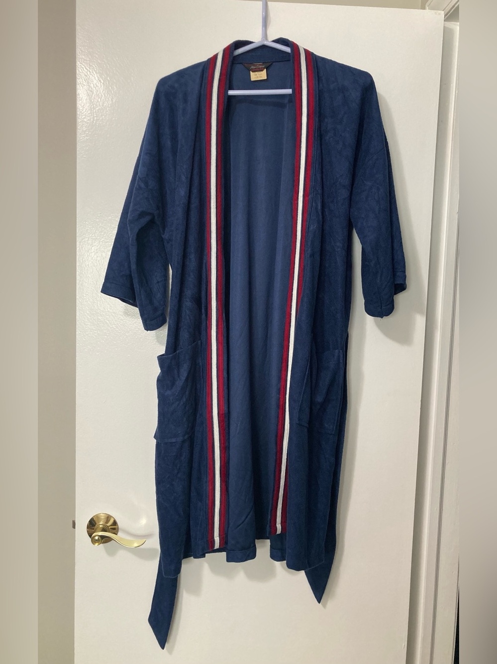 Vintage Men’s Harcourt Navy Blue Robe with Belt (One Size Fits All)